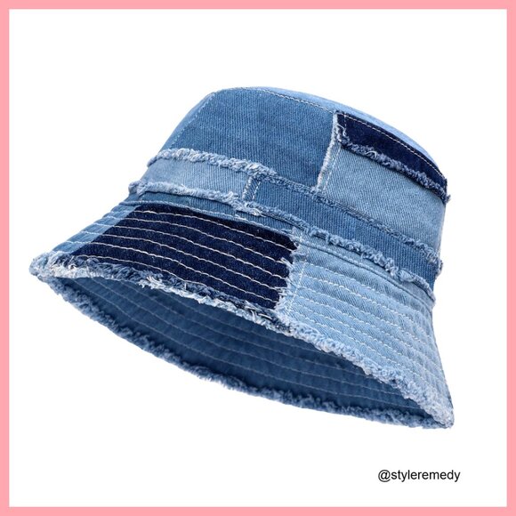 Distressed Denim Bucket Hat Packable Travel Sun Protection Cap main image 6